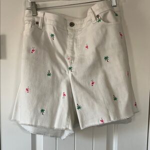 Talbots White Shorts with Flamingo and Palm Print